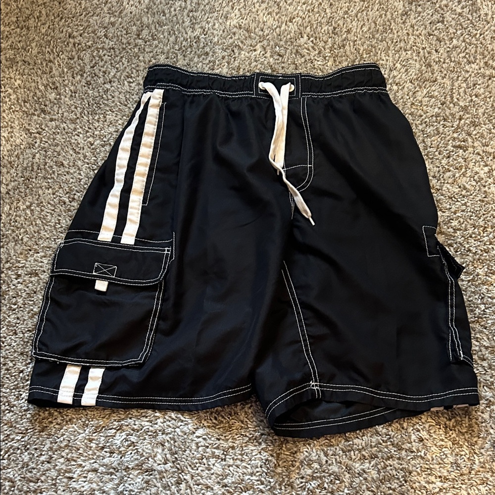 Kanu Surf Men's Black and White Athletic Shorts